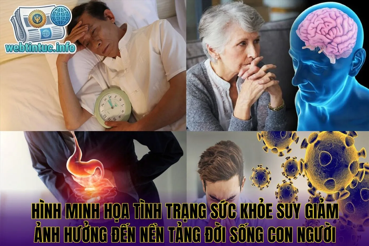 Hình minh họa tình trạng sức khỏe suy giảm ảnh hưởng đến nền tảng đời sống con người