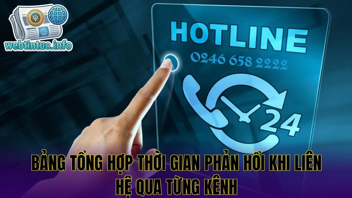 Bảng tổng hợp thời gian phản hồi khi liên hệ qua từng kênh
